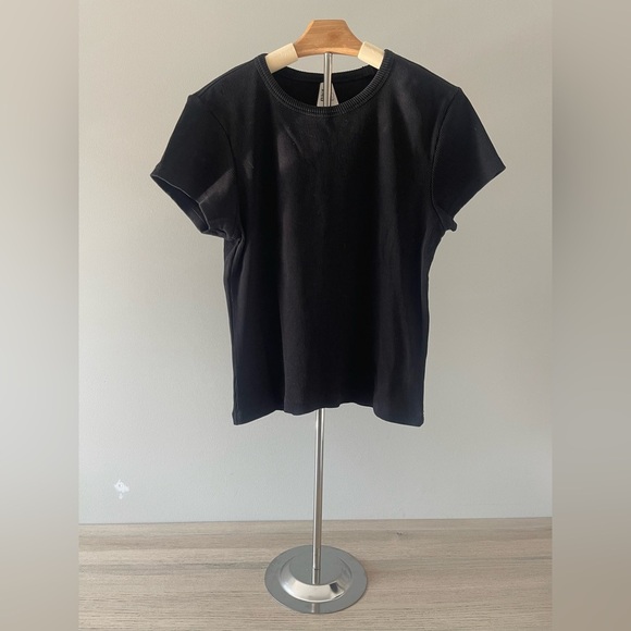 Pact | Black Ribbed Short Sleeve Crew Neck Shirt - Picture 1 of 4